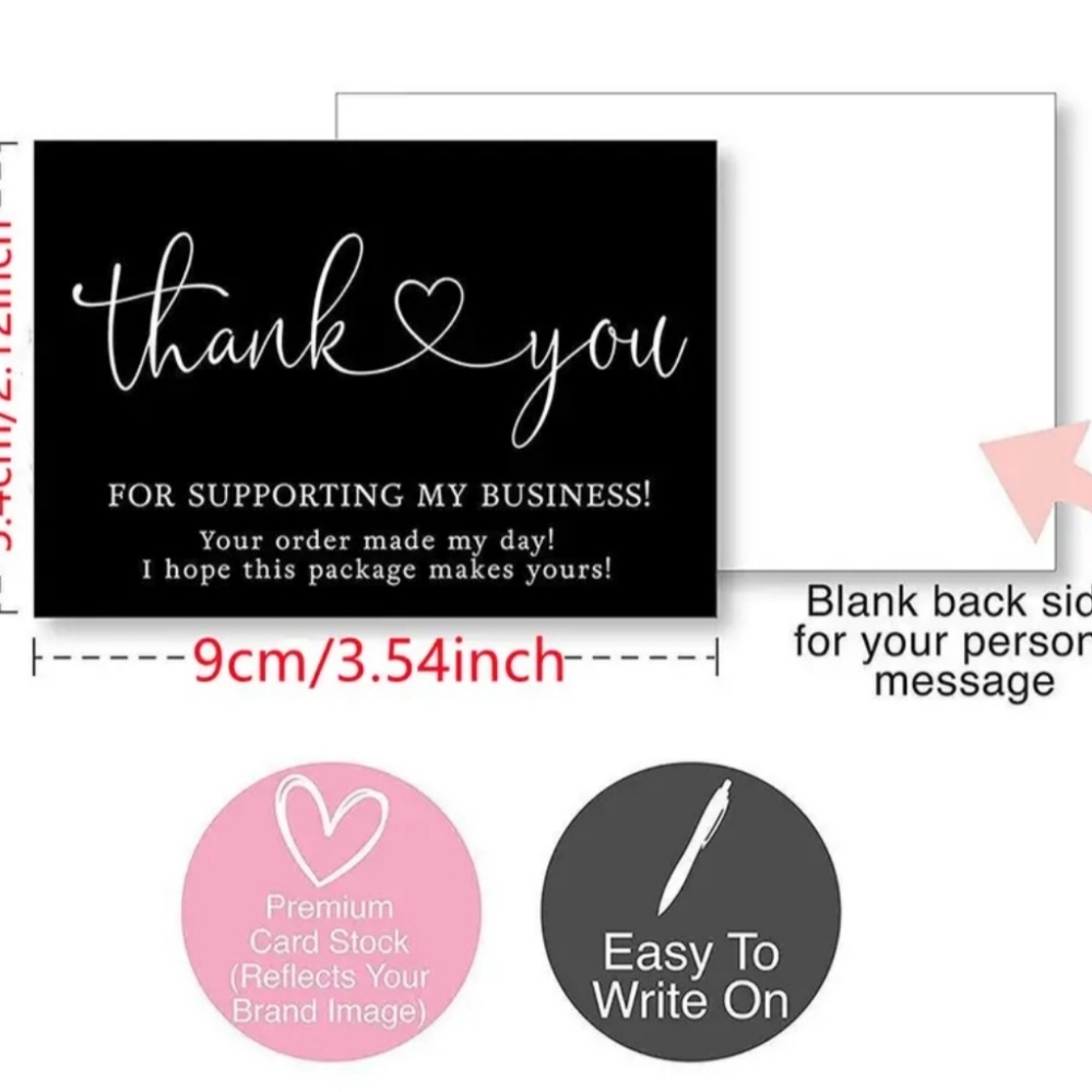 50 Black Hot Stamped Thank You Cards - Picture 4 of 4